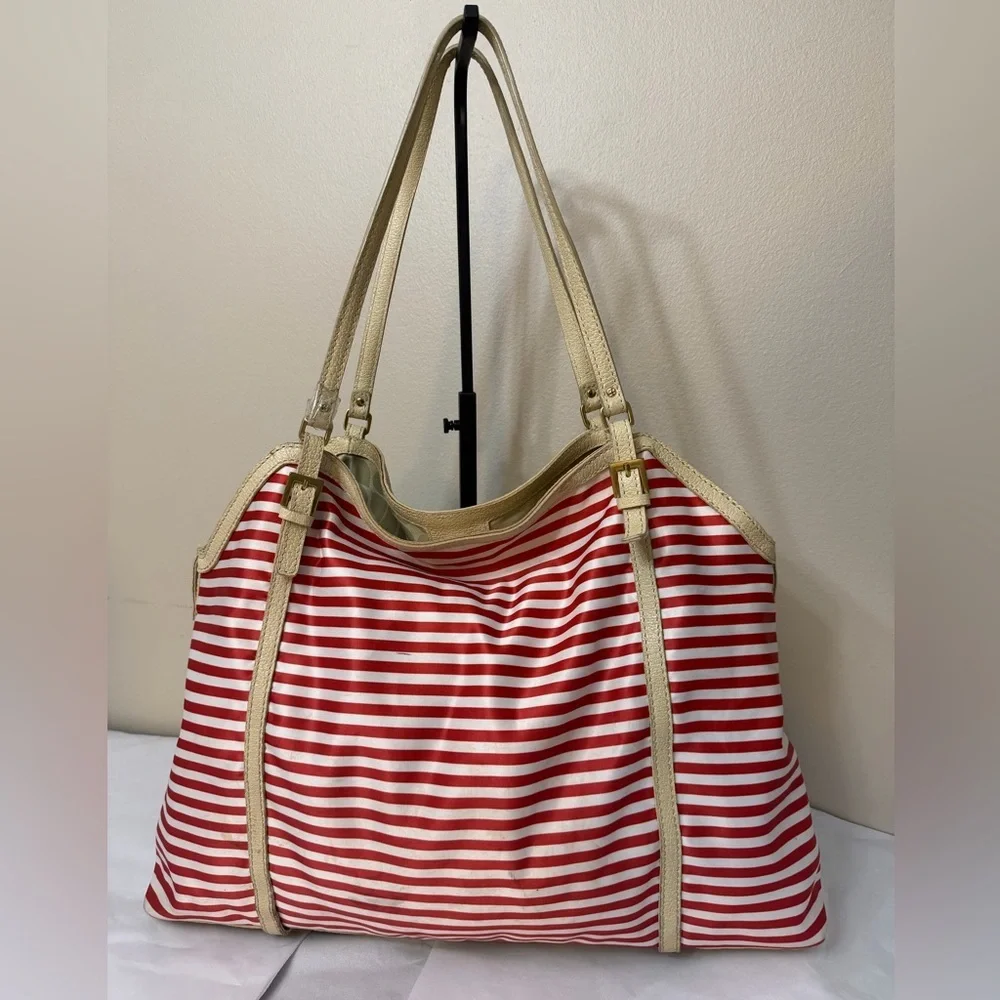 Kate Spade Red and Cream Striped Tote